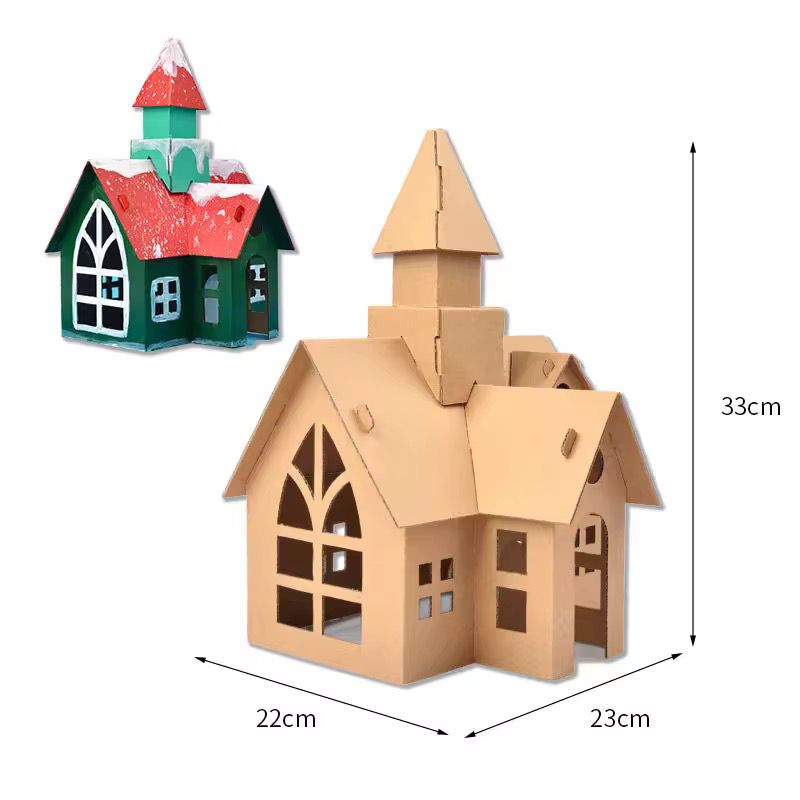 2pcs DIY Cardboard House Building & Painting Kit: Build, Paint & Play