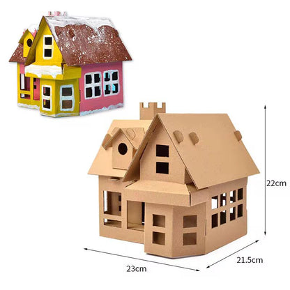 2pcs DIY Cardboard House Building & Painting Kit: Build, Paint & Play