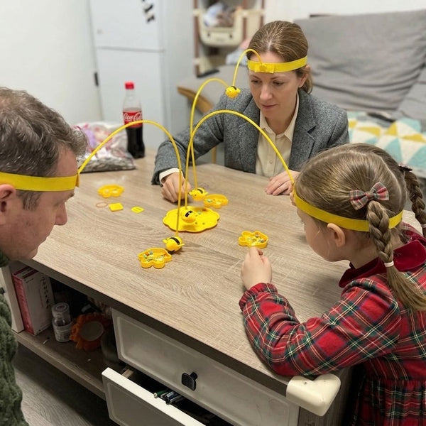 Child using Magnetic 2-player Bee Headband Game