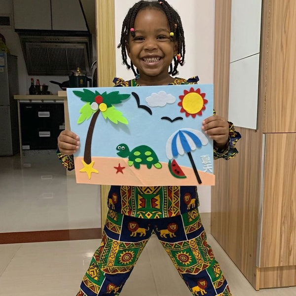 Child using DIY 4‑Season Felt Fabric Art Craft Kit
