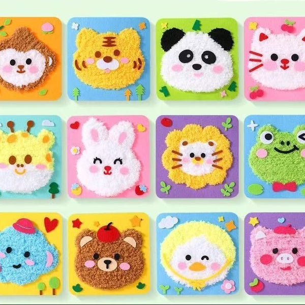 DIY Fluffy Animal Art Kit — Pompom Yarn Craft for Kids