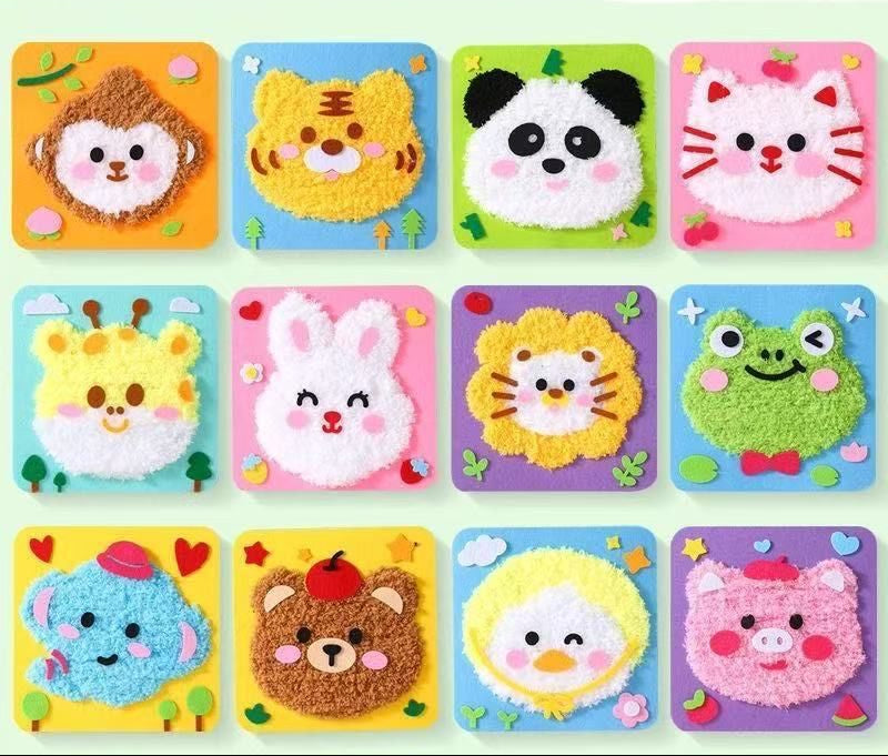 DIY Fluffy Animal Art Kit — Pompom Yarn Craft for Kids