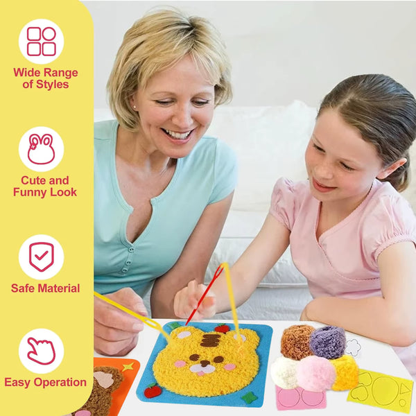 DIY Fluffy Animal Art Kit — Pompom Yarn Craft for Kids