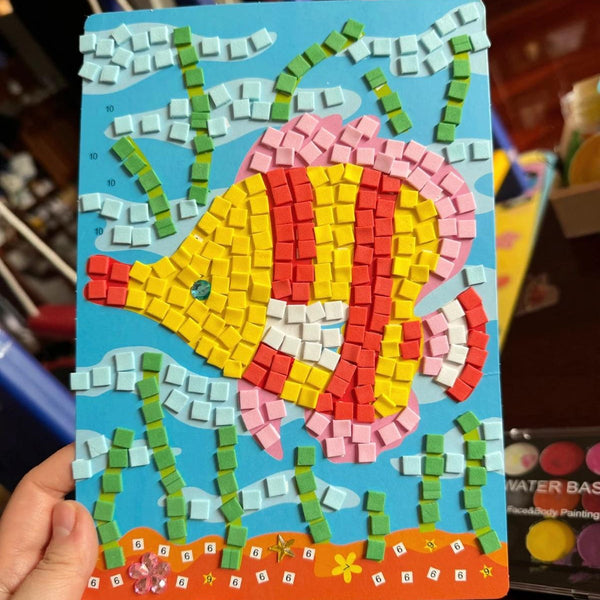 Child using DIY Numbered Puzzle Sticker