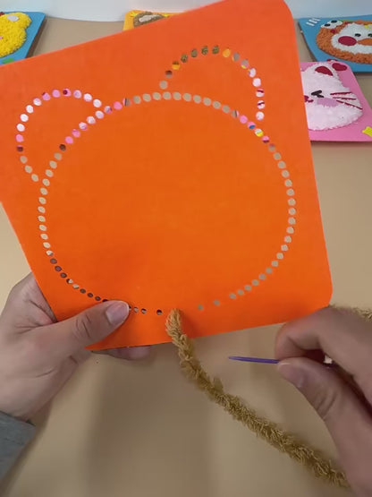 DIY Fluffy Animal Art Kit — Pompom Yarn Craft for Kids
