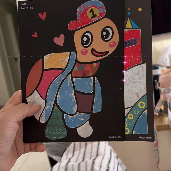Child using Magic Art Transfer Painting
